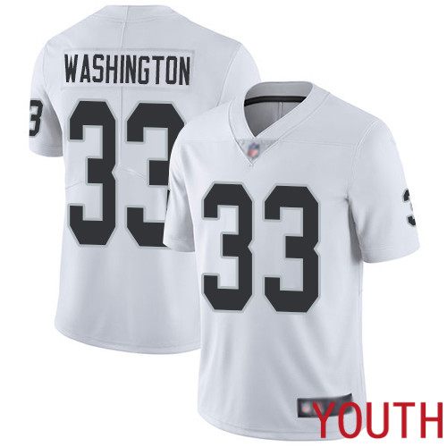 Oakland Raiders Limited White Youth DeAndre Washington Road Jersey NFL Football #33 Vapor Jersey->oakland raiders->NFL Jersey